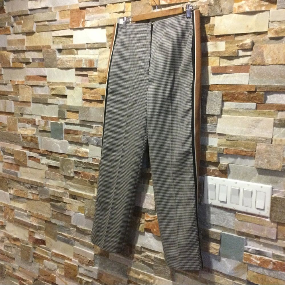 SANDRO Straight Checked Pattern Side Stripes Pants